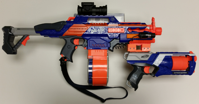 Nerf Rapidstrike with Strongarm (right)